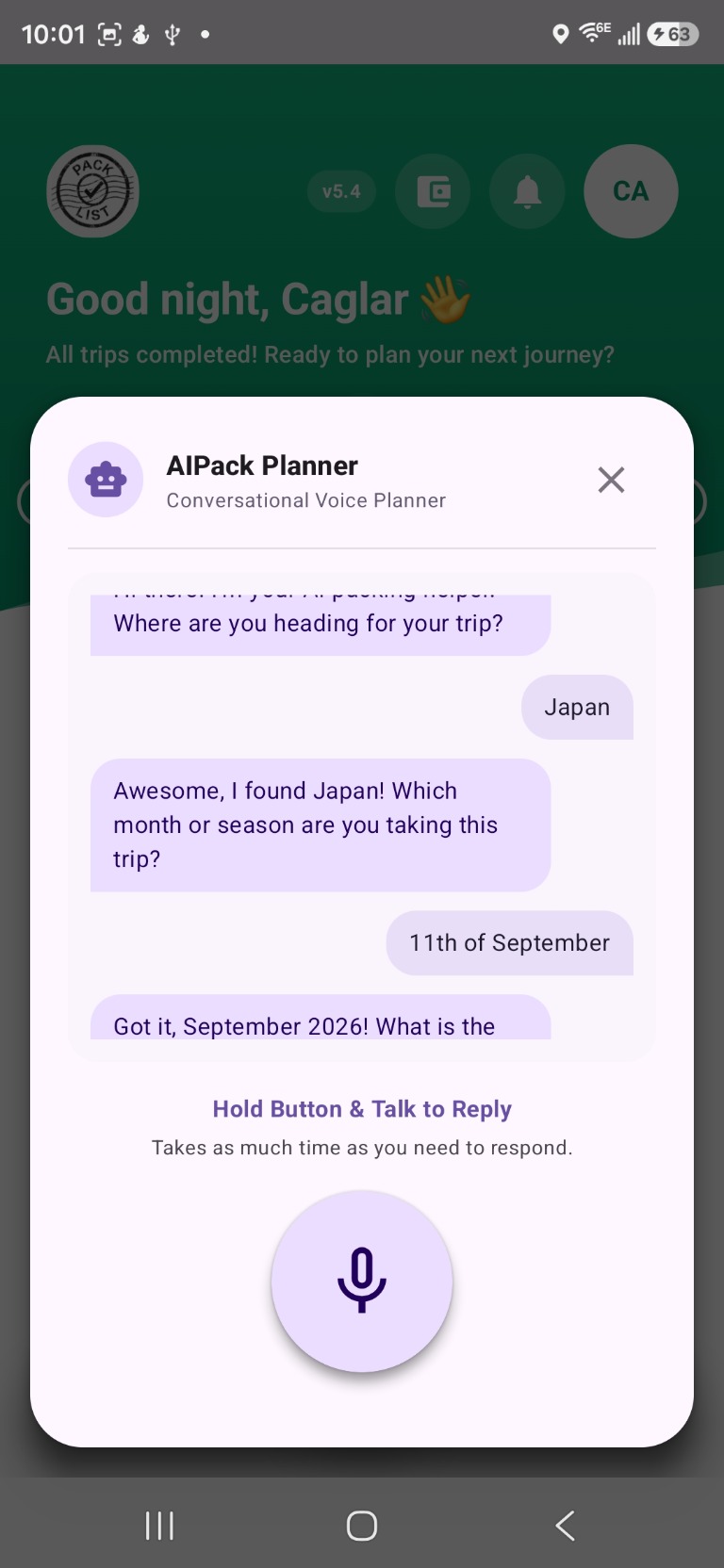 AIPack Planner conversation start