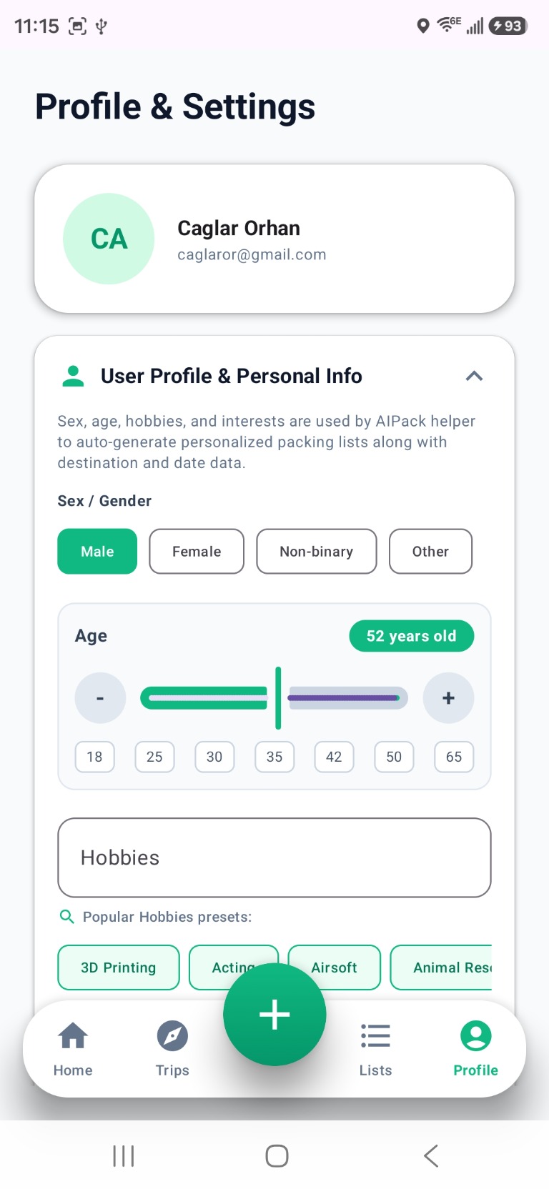 Personal profile used by AI